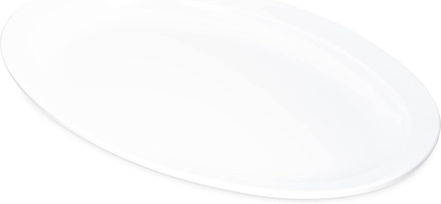 Carlisle FoodService Products Kingline Plastic Oval Platter Oval Tray for Home and Restaurant, Melamine, 13.5 Inches, White, (Pack of 12)