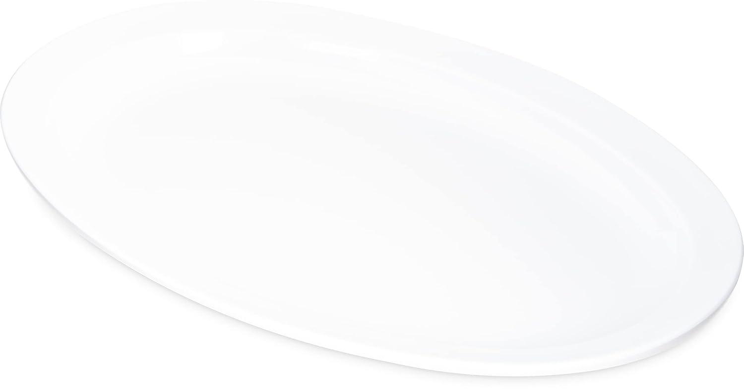 Carlisle FoodService Products Kingline Plastic Oval Platter Oval Tray for Home and Restaurant, Melamine, 13.5 Inches, White, (Pack of 12)
