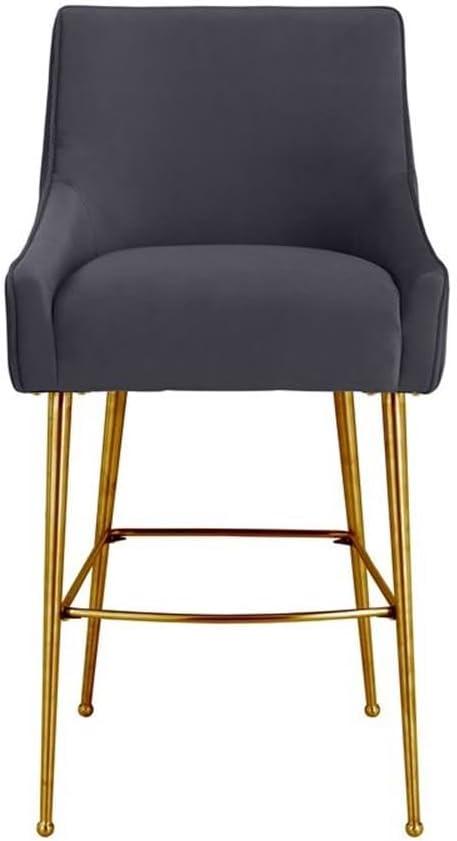 Beatrix Pleated Velvet Stool Grey Counter Height