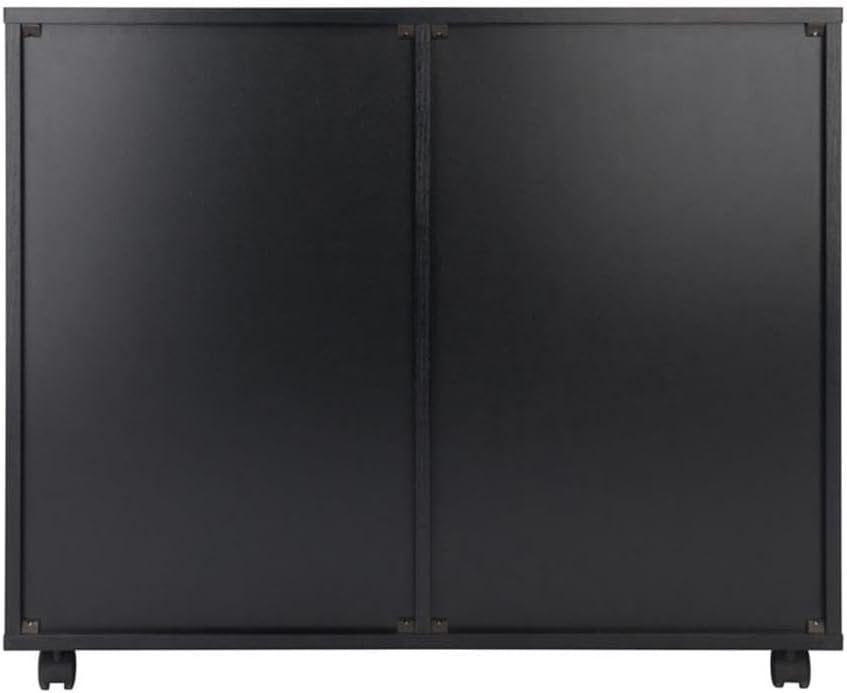 Halifax 2 Sections Mobile Storage Cabinet Black - Winsome: Wheeled Organizer with Locking Casters