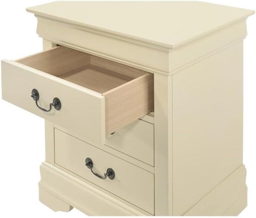 Glory Furniture Louis Phillipe 3 Drawer Nightstand in Beige