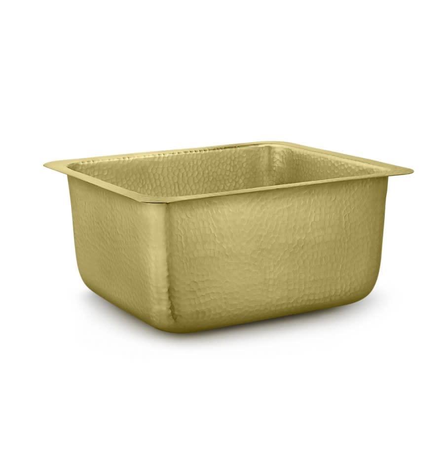 17" Hammered Brass Rectangular Single Basin Bar Sink