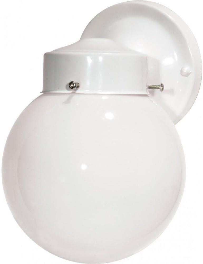 Gloss White Globe Shade Outdoor Wall Light