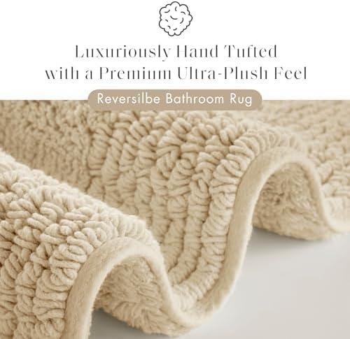 Madison Park 24"x72" Splendor Cotton Tufted Reversible Bath Rug Tan: Machine Washable, OEKO-TEX Certified