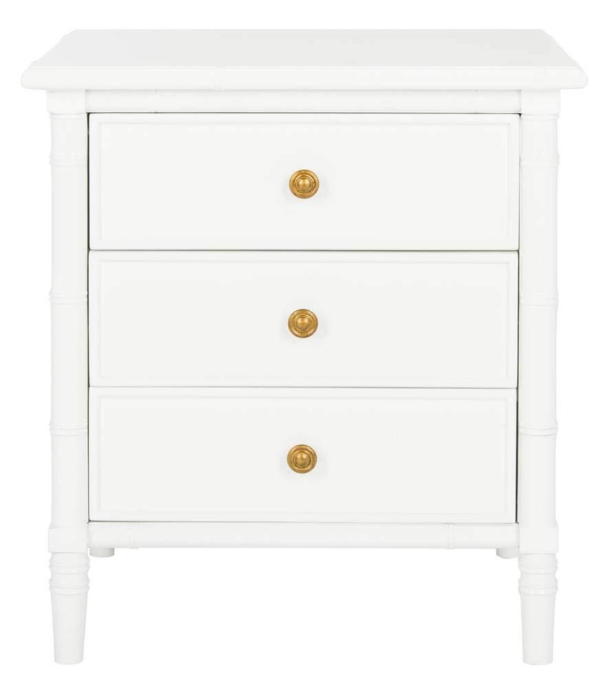Mina 3 Drawer Nightstand - NST3500 - White/Gold - Safavieh