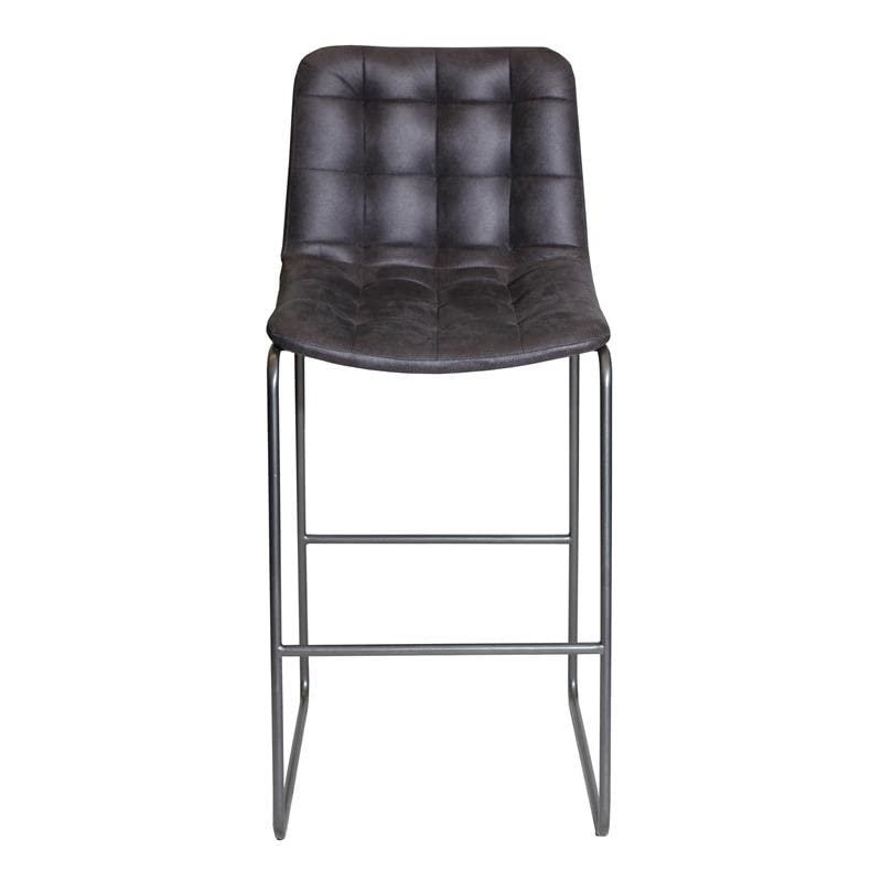 Westover Transitional Charcoal Faux Leather and Steel Bar Stool