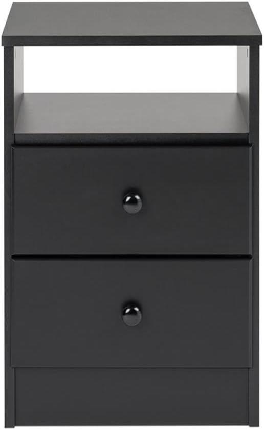 Prepac Astrid 2 Drawer Nightstand White: Modern Style, MDF, Includes Anti-Tip Hardware, for All Ages