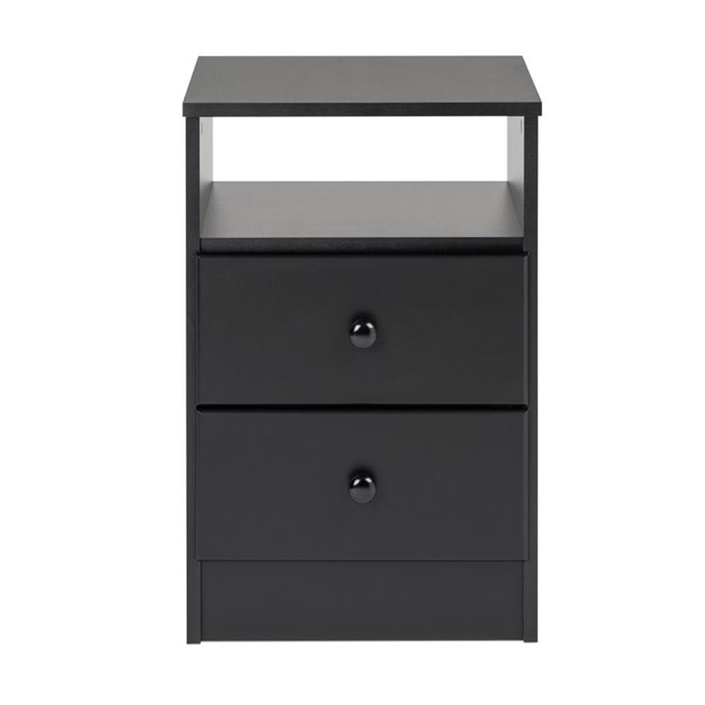 Prepac Astrid 2 Drawer Nightstand White: Modern Style, MDF, Includes Anti-Tip Hardware, for All Ages