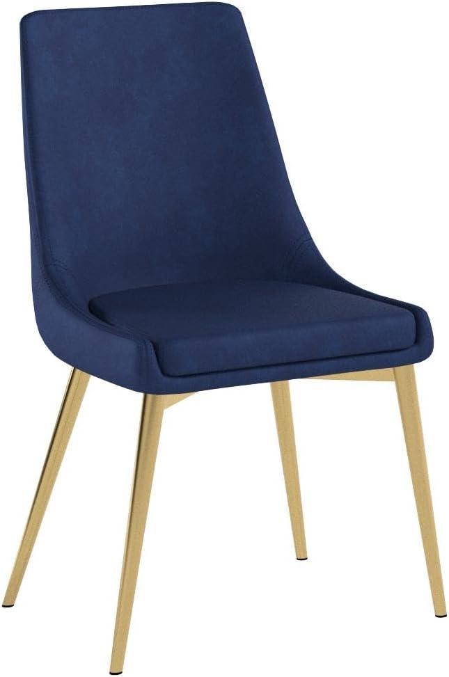 Karina Navy Velvet Dining Chair, Set of 2-Color:Navy Velvet,Finish:Gold,Style:Contemporary