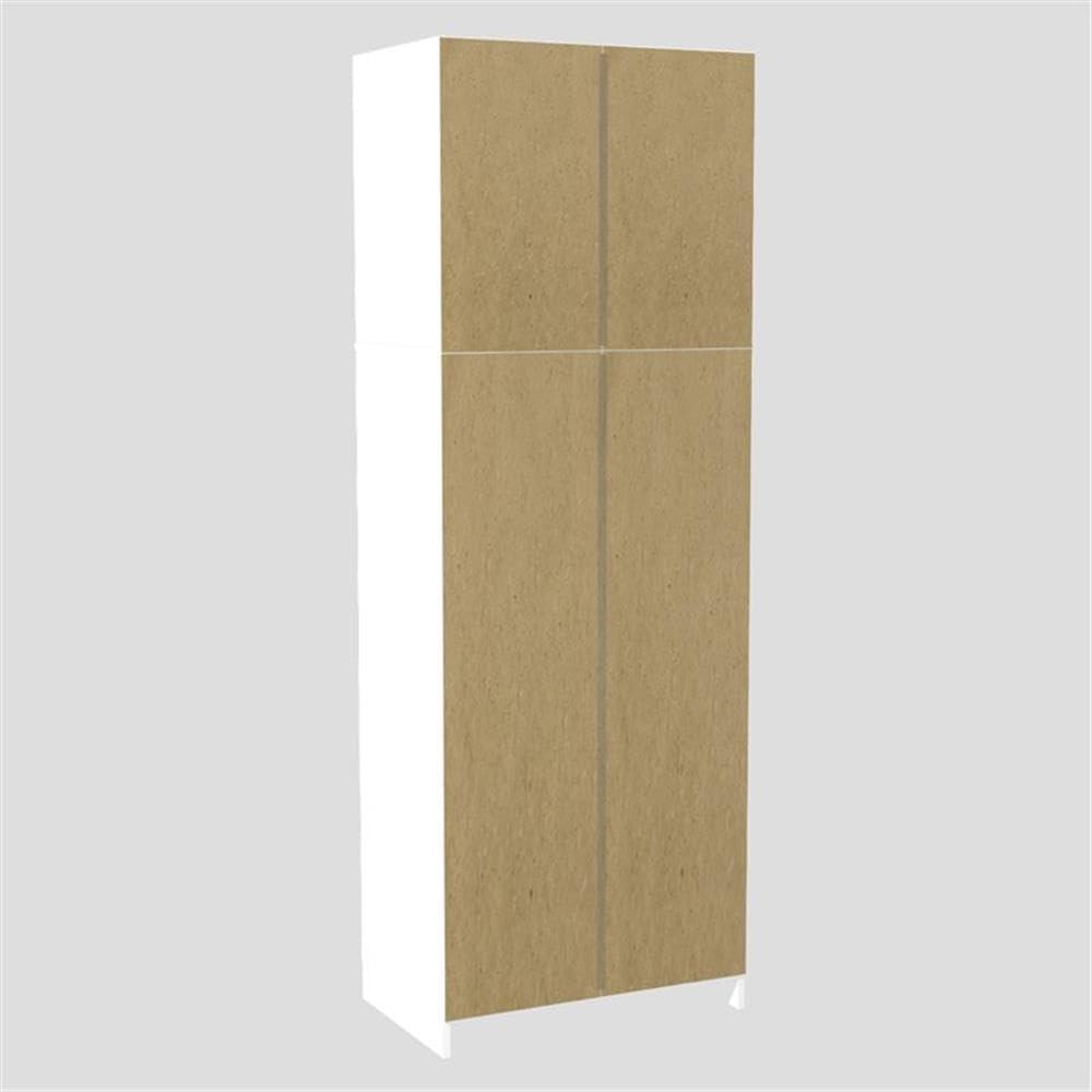 4 Doors Kitchen Storage Cabinet White/Oak - Inval: Modern Pantry with Adjustable Shelves