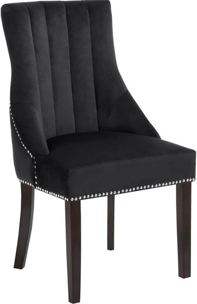 Meridian Furniture Oxford 19"H Velvet Dining Chair in Black (Set of 2)