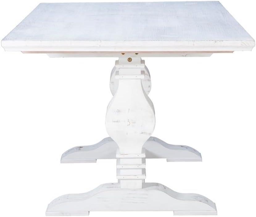 Linon Larson Pine Wood Dining Table in Distressed White