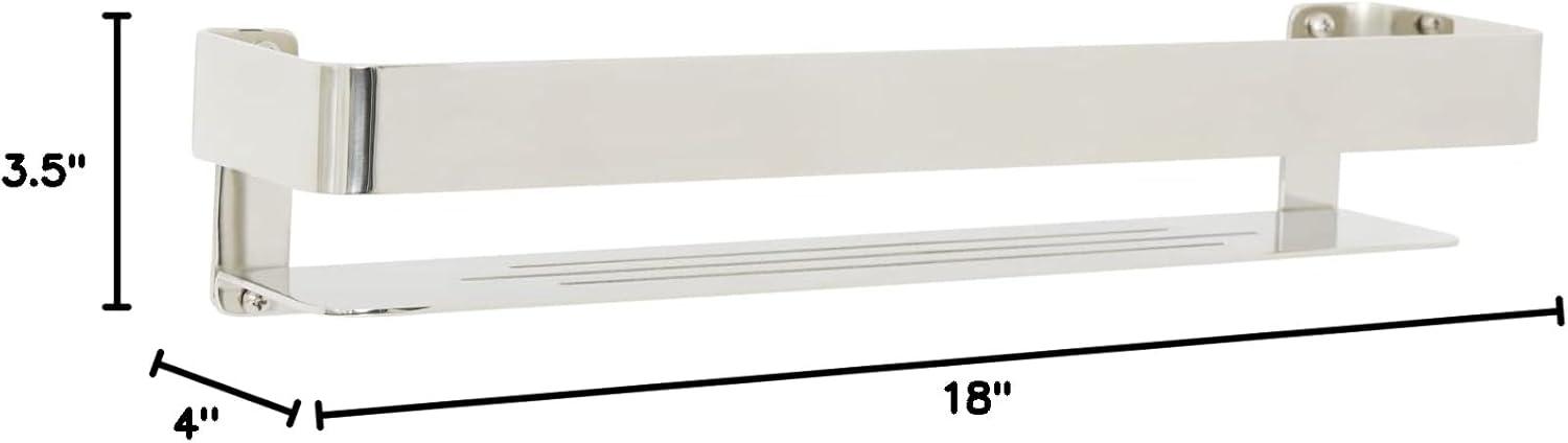 Floating Rectangular Shower Shelf with Rail in a Polished Finish