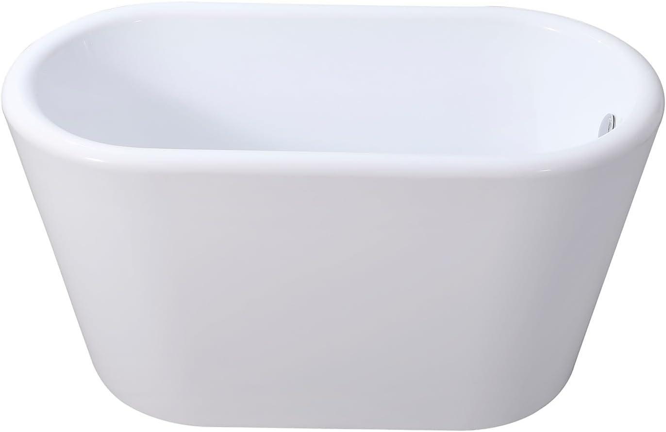 Kingston Brass Aqua Eden 51-Inch Acrylic Oval Double Ended Freestanding Tub with Drain and Integrated Seat