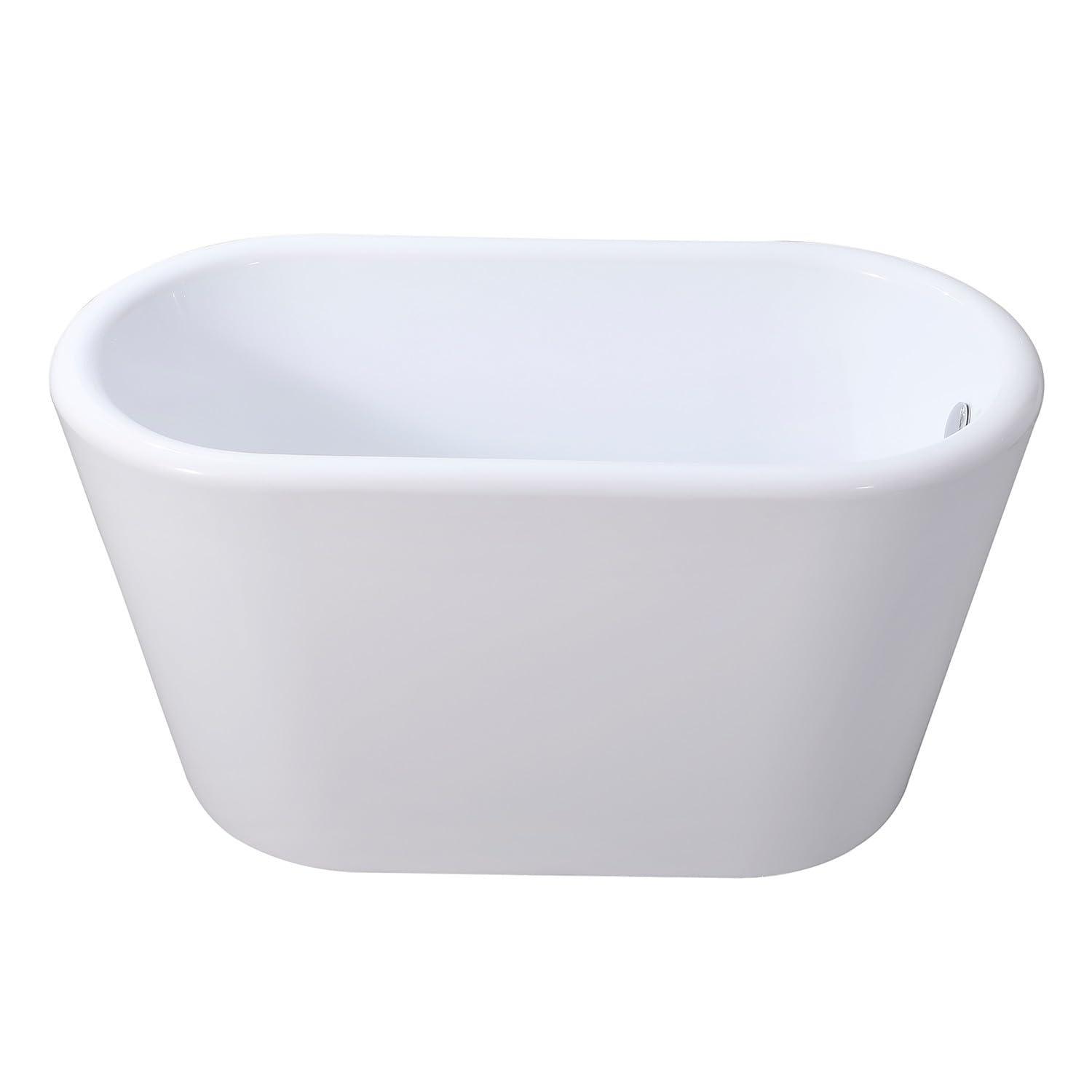 Kingston Brass Aqua Eden 51-Inch Acrylic Oval Double Ended Freestanding Tub with Drain and Integrated Seat