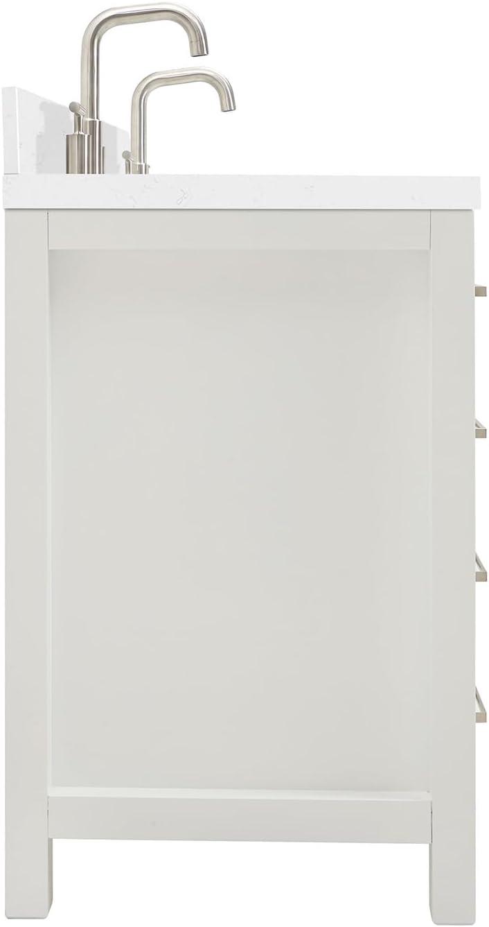 Ariel H060dcqovo Bristol 60" Free Standing Double Basin Vanity Set - White
