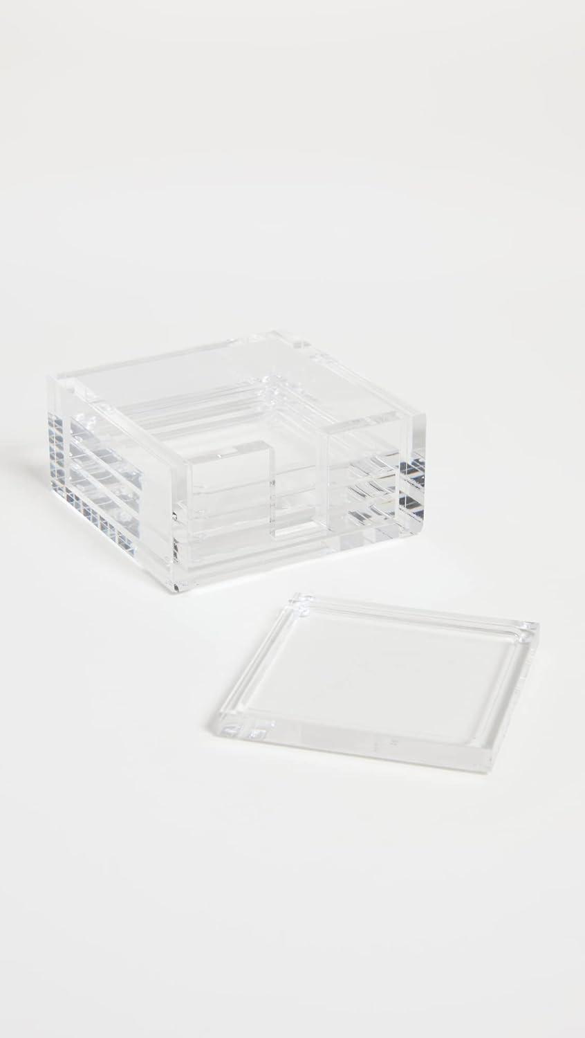 Clear Acrylic Coaster Set with Holder, 4 Pieces