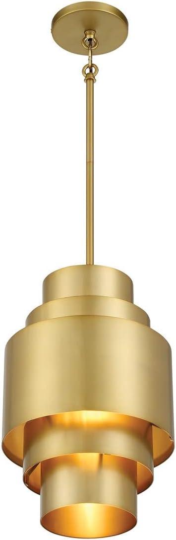 Soft Brass Mini Pendant Light with Steel Shade