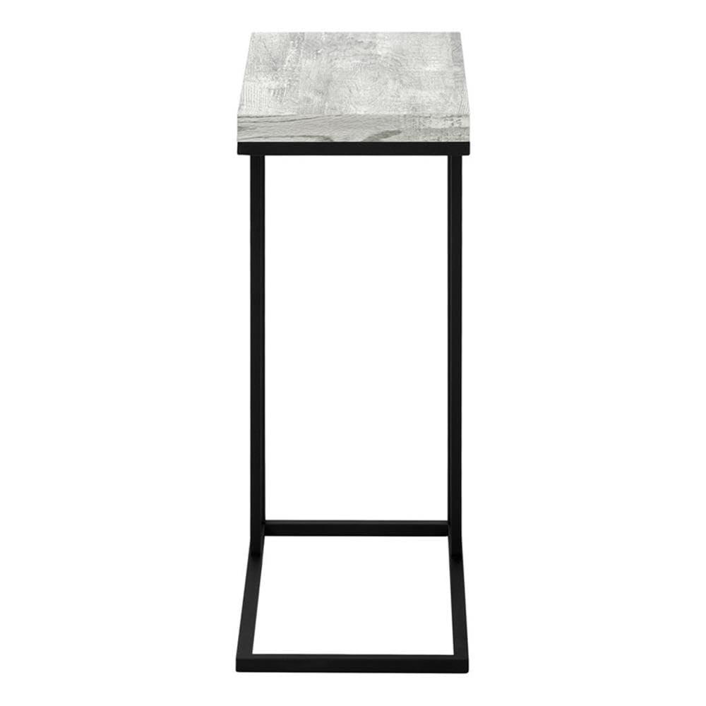 Monarch Specialties Accent Table, C-shaped, End, Side, Snack, Living Room, Bedroom, Grey Laminate, Black Metal, Contemporary, Modern