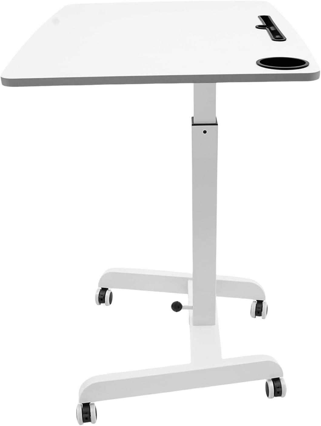 Small Mobile Rolling Standing Desk - Overbed Table, Teacher Podium with Wheels, Adjustable Work Table, Rolling Desk Laptop Computer Cart for Home, Office, Classroom