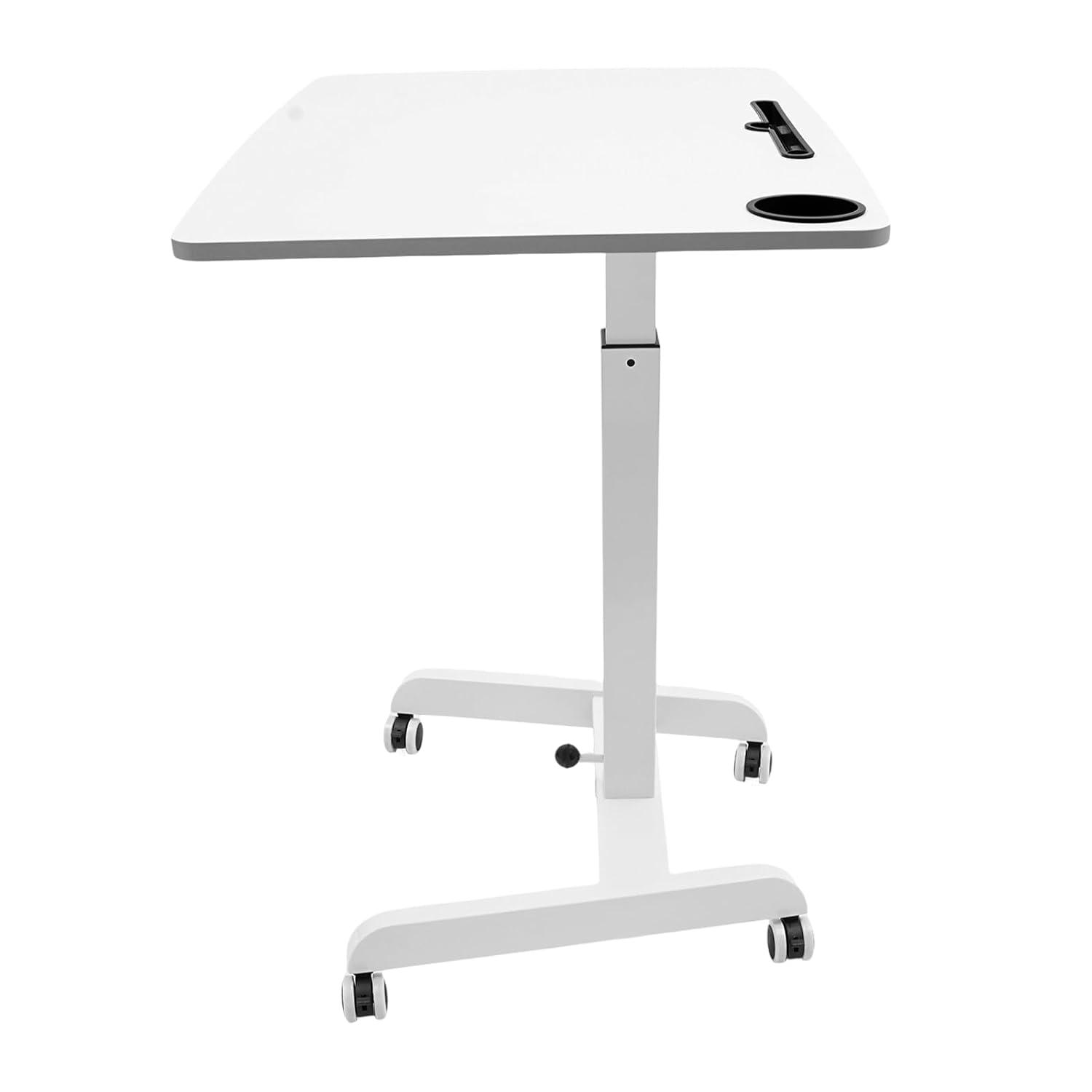 XIANERS Mobile Standing Desk Pneumatic Computer Table Adjustable Height Mobile Stand Up Desk With Wheels Portable Rolling Desk Computer Desk Laptop Desk Standing Table latest