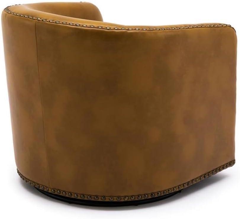 Comfort Pointe Tyler Faux Leather Solid Swivel Armchair, Camel Brown