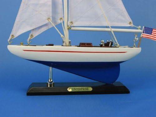 Navy Blue and White 16" Nautical Sailboat Model