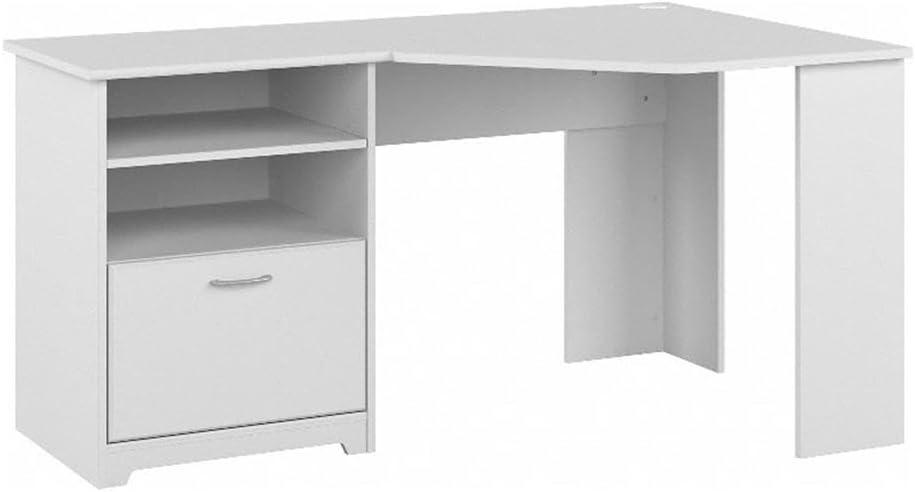 Bush Furniture Cabot 60" Corner Desk with Storage, White