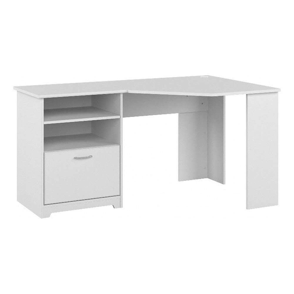 Bush Furniture Cabot 60" Corner Desk with Storage, White
