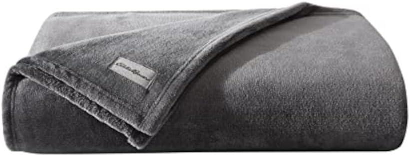 Eddie Bauer Ultra Soft Plush Solid Flannel - Blanket  Grey- Full/Queen