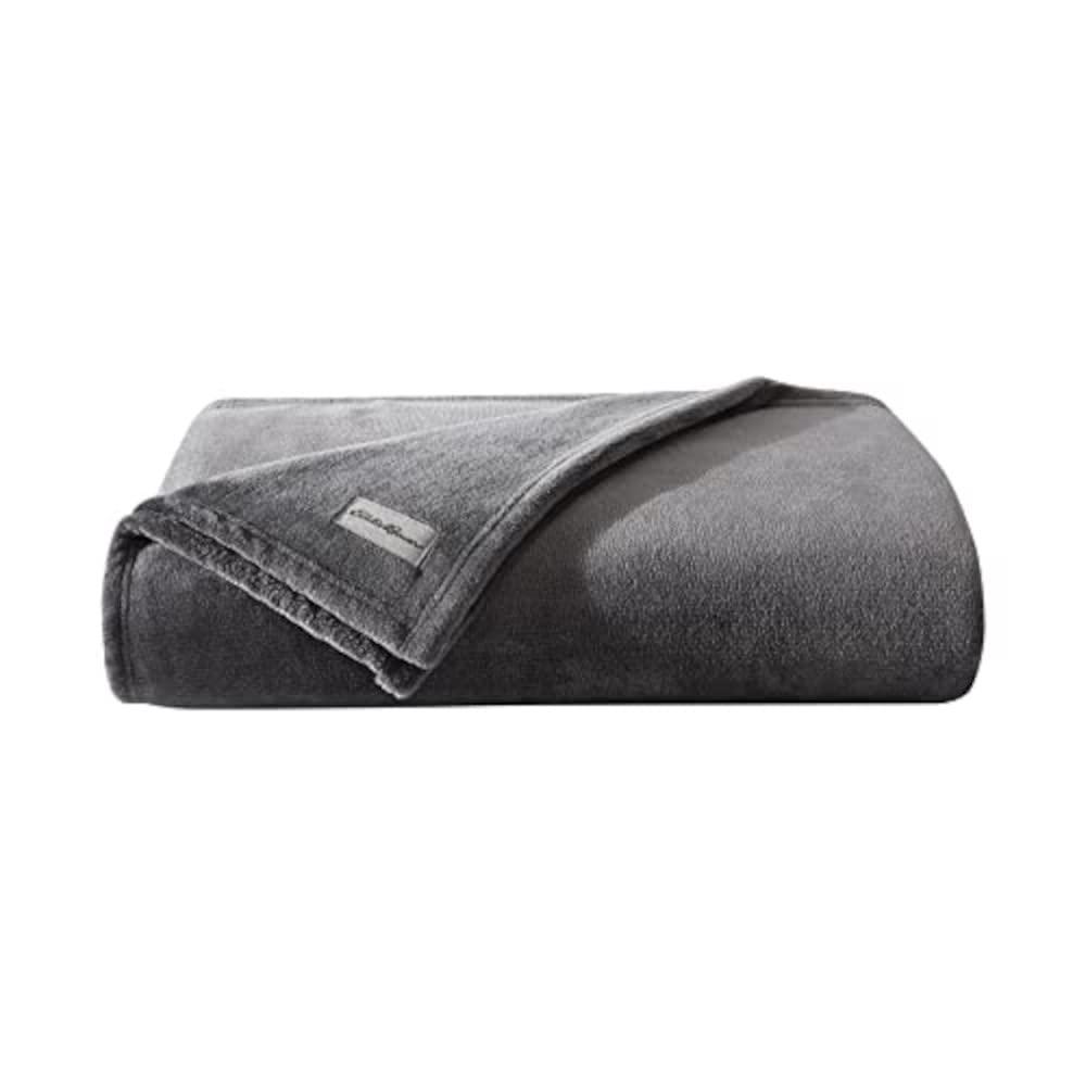 Eddie Bauer Ultra Soft Plush Solid Flannel - Blanket  Grey- Full/Queen