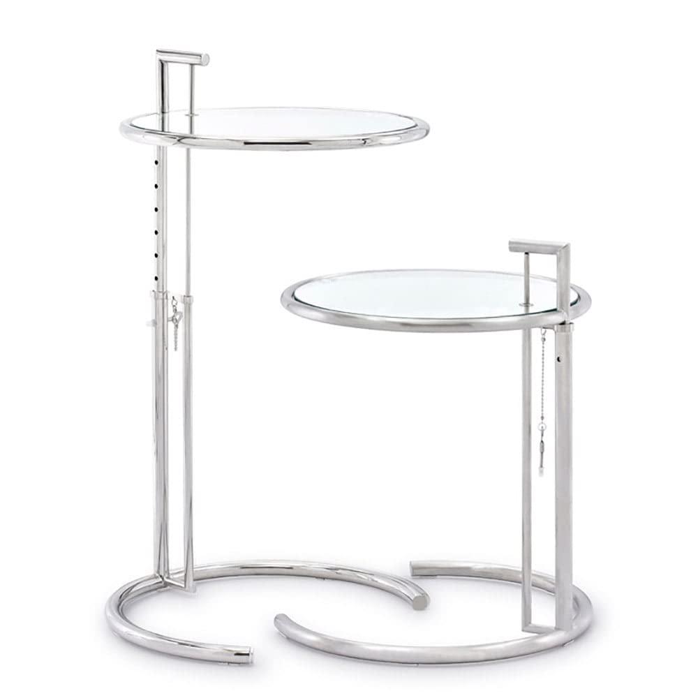 ZURI Furniture Modern Aileen Side Table Clear Tempered Glass Top Brushed Stainless Steel Base