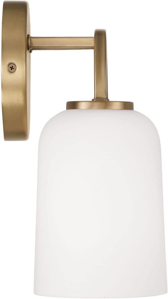 Aged Brass 3-Light Vanity with Soft White Glass Shades