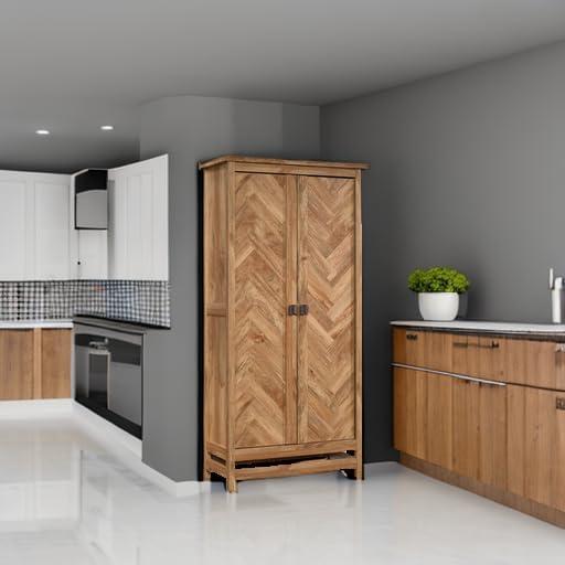 71" Cannery Bridge Cabinet Sindoori Mango - Sauder: Herringbone Pattern, Wood Composite