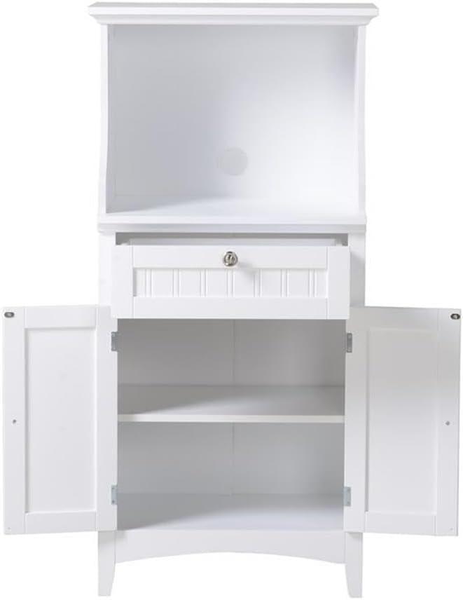 American Furniture Classics Microwave Kitchen Utility Cart Cabinet, White