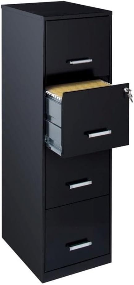 Scranton & Co 18" 4 Drawer Metal Letter File Cabinet in Black