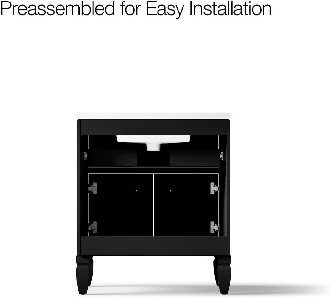 Hearthaven 30'' Free Standing Single Bathroom Vanity Cabinet with Sink and Quartz Top