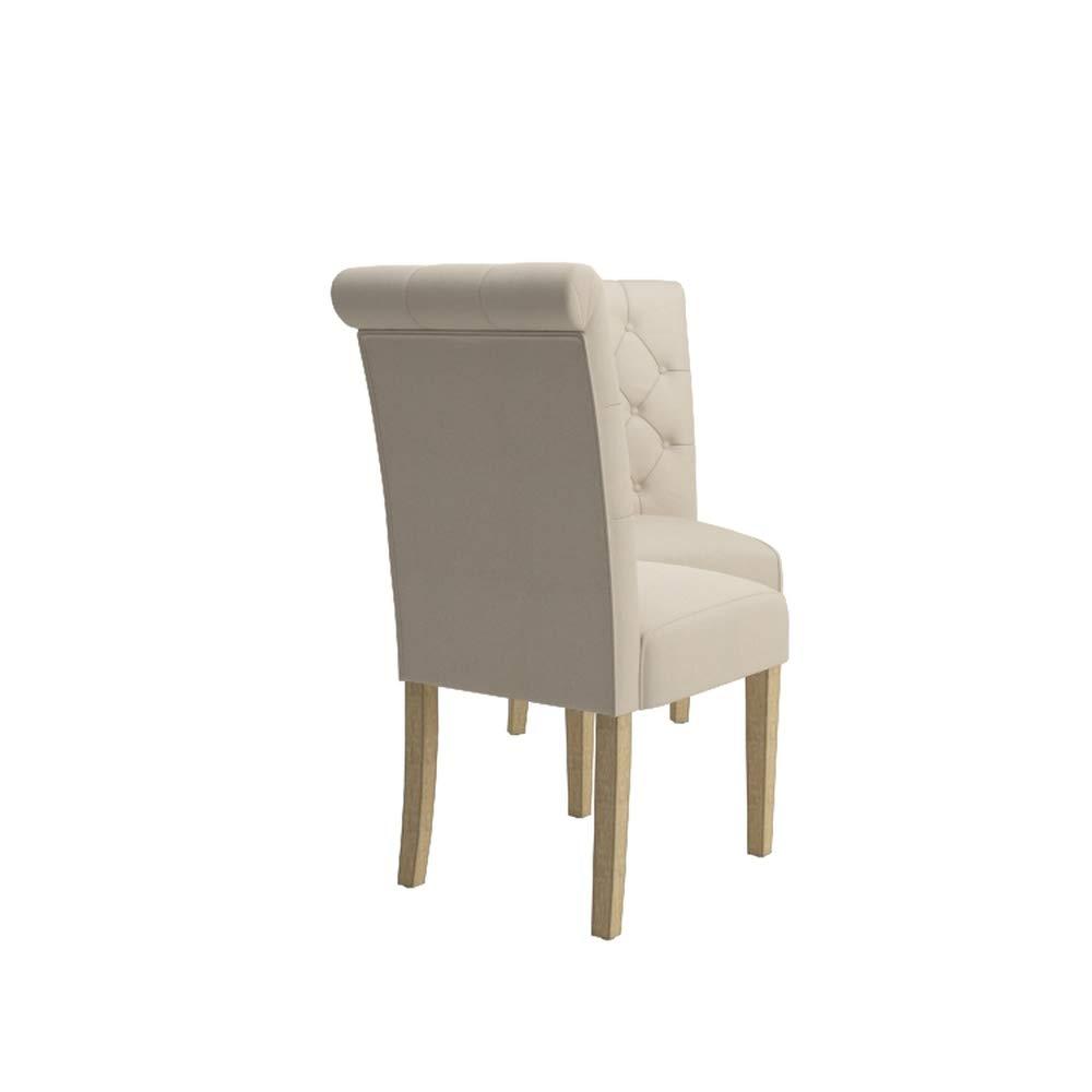Roundhill Furniture Habit Solid Wood Tufted Parsons Dining Chair , Tan, Set of 2