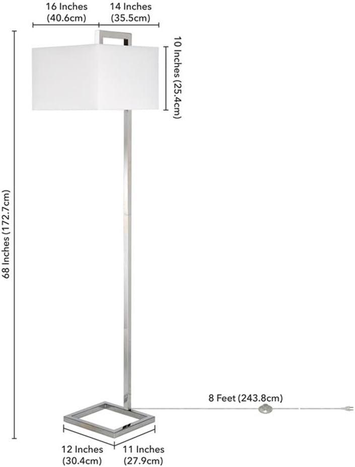 Evelyn&Zoe Modern Metal Floor Lamp with Square Shade