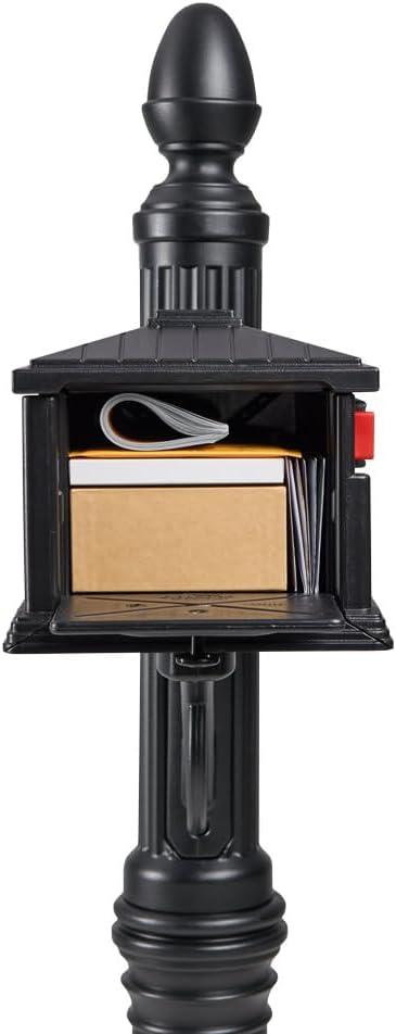 Gibraltar Mailboxes Stratford Decorative Plastic Post Mount Black Mailbox