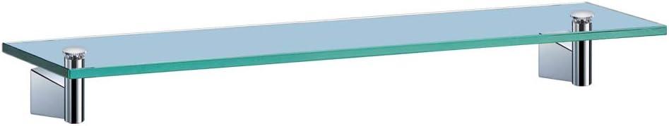 Bleu Polished Chrome 21.5" Rectangular Glass Wall Shelf