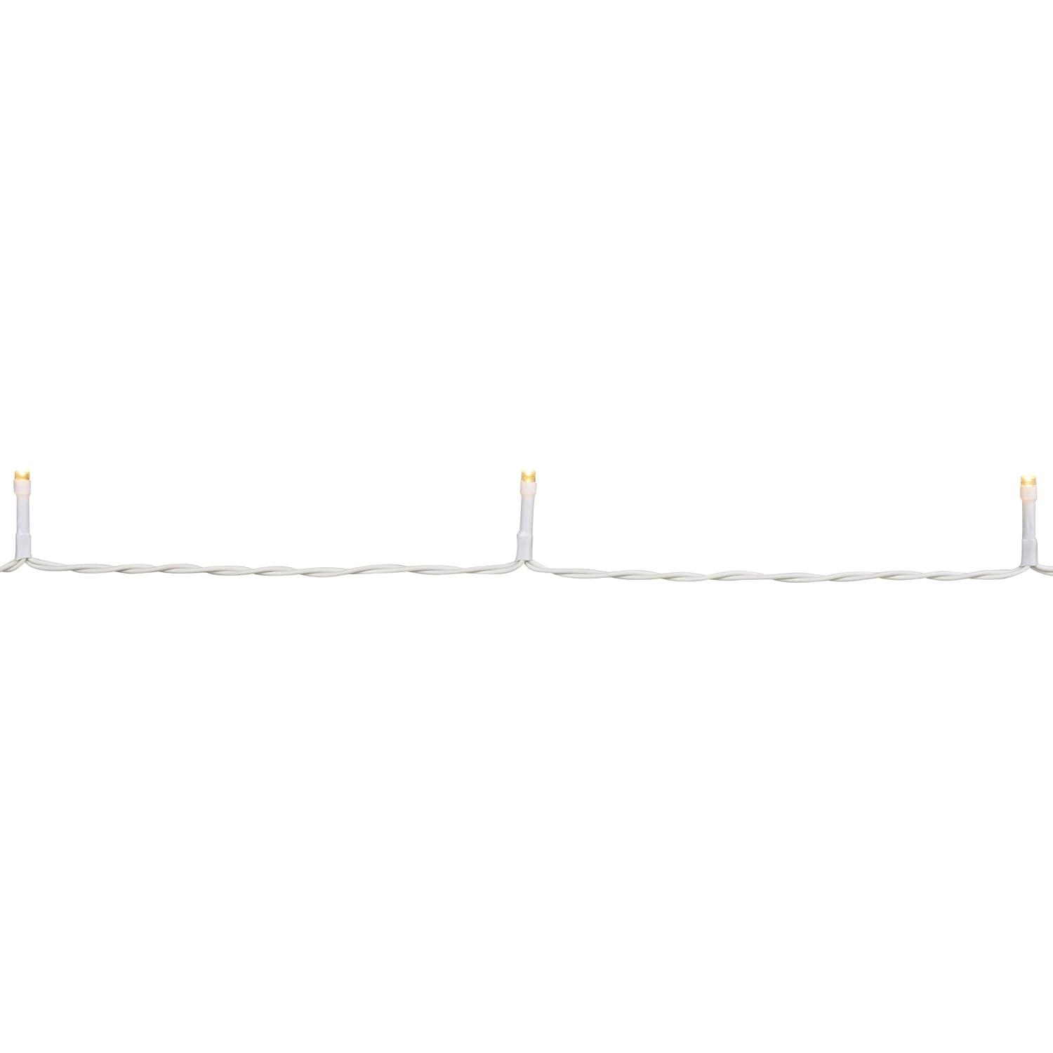 Battery Powered Warm White LED Christmas String Lights with White Wire