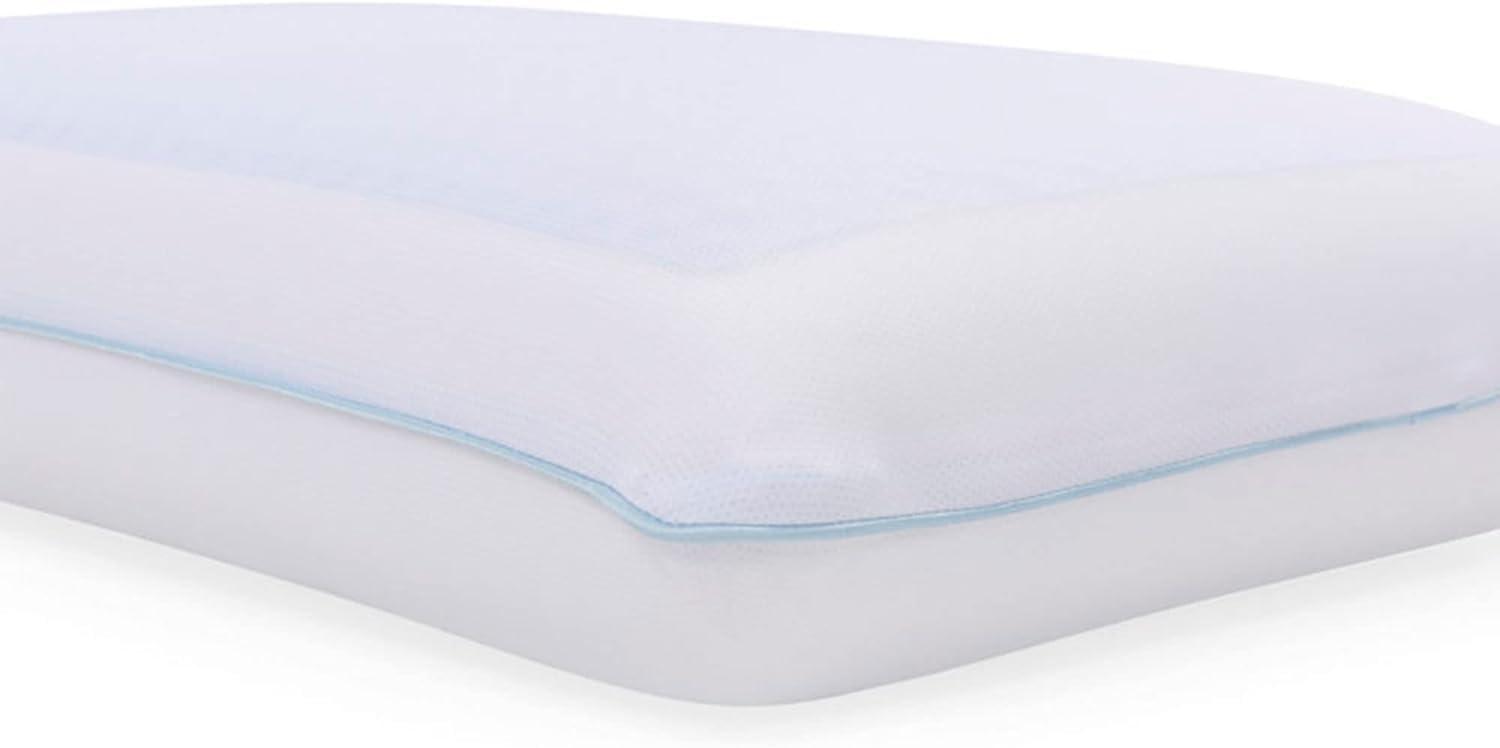 Standard White and Blue Memory Foam Cooling Gel Pillow