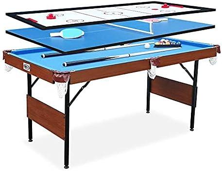 RACK Pool Tables Rack Crux 55 in Folding Billiard/Pool Table (Blue 3-in-1 Multi Game)