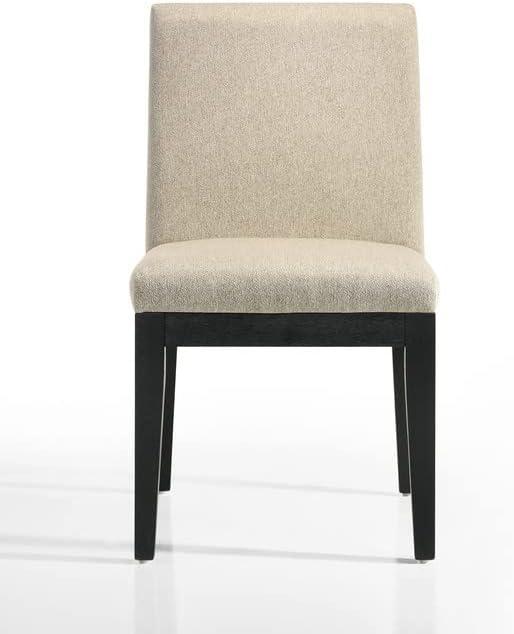 Jasper Ebony Black Wood 7-PC 59"Rd Dining Tbl.Set w/Pedestal Base+Fabric Chairs