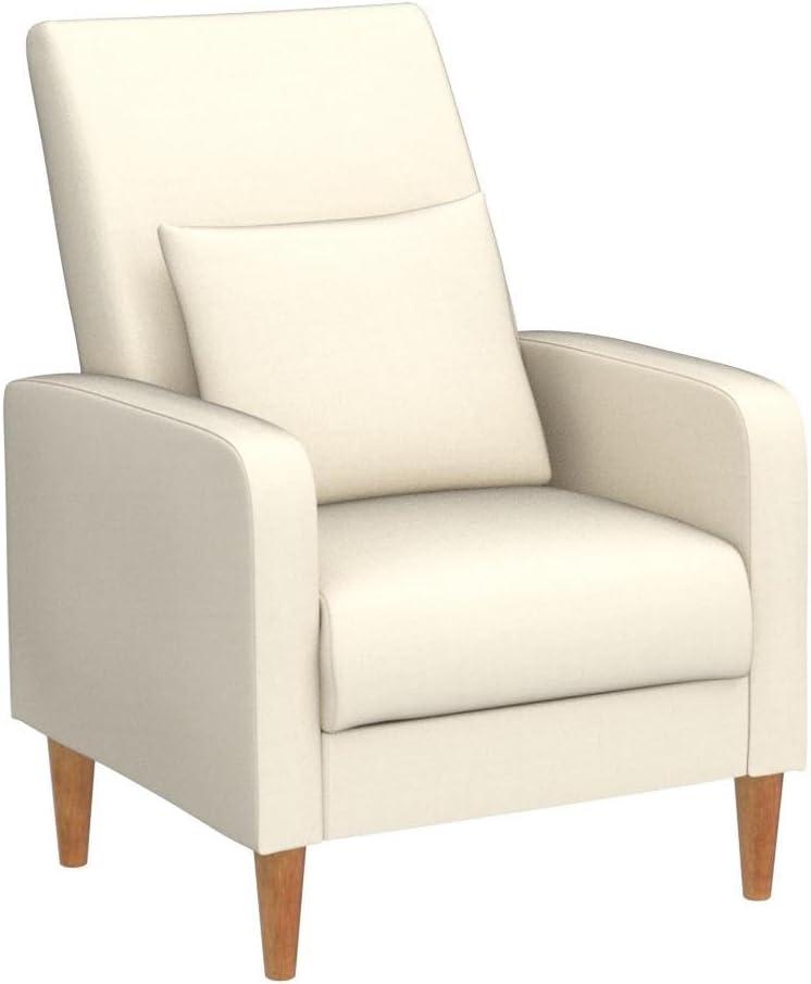 Hokku Designs Modern Upholstered Accent Chair Armchair with Pillow, Fabric Reading Living Room Side Chair,Single Sofa with Lounge Seat and Wood Legs,