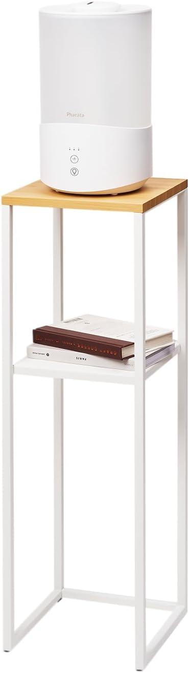 Yamazaki Home Two-Tier Display and Storage Shelf, White, Steel + Wood