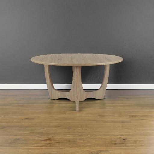 FINECASA Wooden Round Coffee Table, Curved Leg, Furniture, Accent Couch, Coffee Table for Livingroom, Round Wood Table, 36 x 18 Inches, Natural