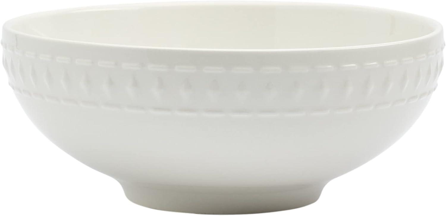 Ivory Dinnerware Tabletops Gallery 3 piece Serving Bowl Set Bloom Embossed White