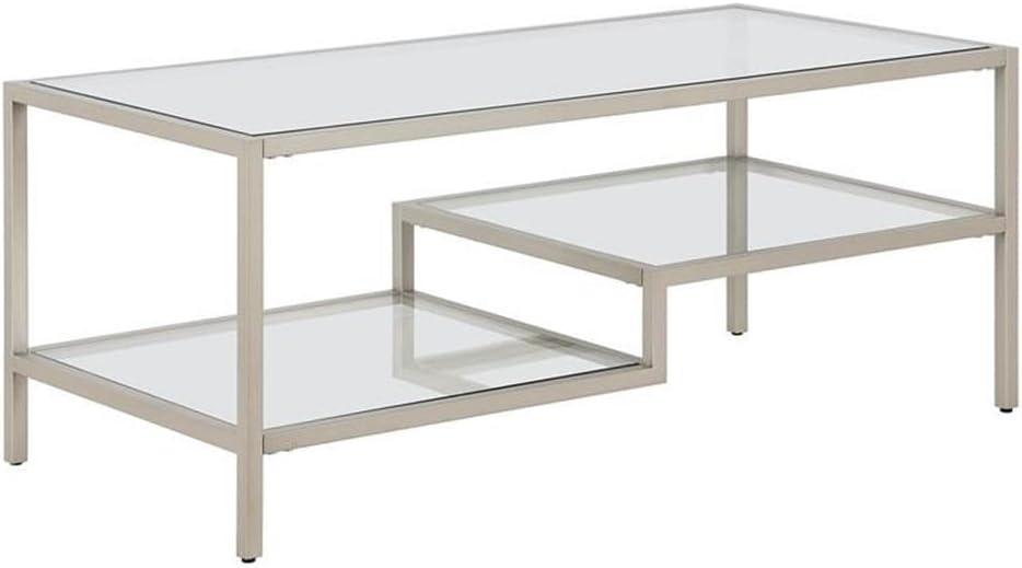 Evelyn&Zoe Lovett 45" Wide Rectangular Coffee Table in Satin Nickel